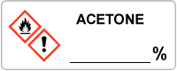 label which includes flame and exclamation point hazards and the word 'acetone'