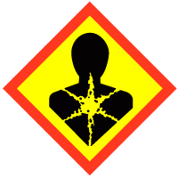 red diamond surrounding silhouette of a person with a starburst on the chest, with yellow background