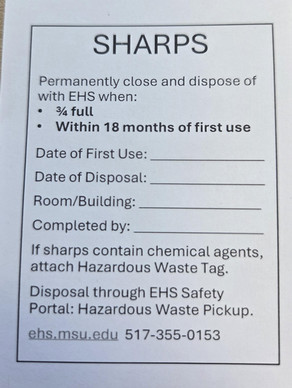 A Sharps label